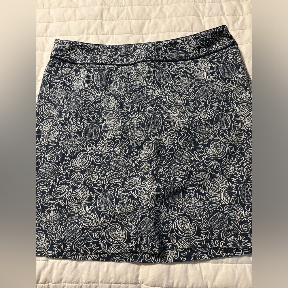 Womens Skirt-VINEYARD VINES-white/blue pineapple cotton stretch straight-12